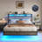 Khemis Floating Bed Frame with LED Lights and  Charging Station, RGB Smart Storage Headboard Platform Bed with Type-C & USB Port-1235244613-1235244614
