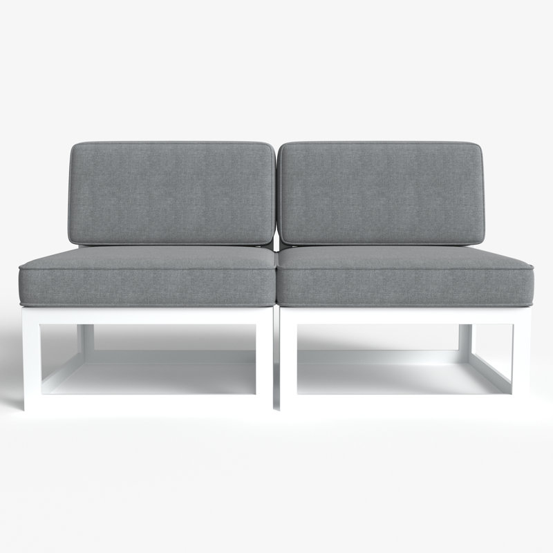 Outdoor Armless Lounge Chair, Dark Grey, White