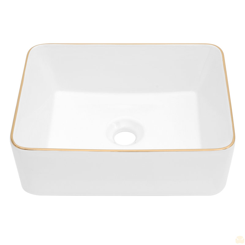 16X12 Inch Ceramic Rectangular Vessel Bathroom Sink, Orange