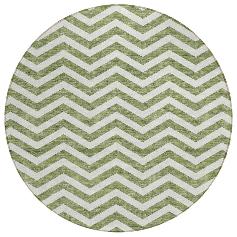 Tapis rond lavable intérieur vert 8 pi