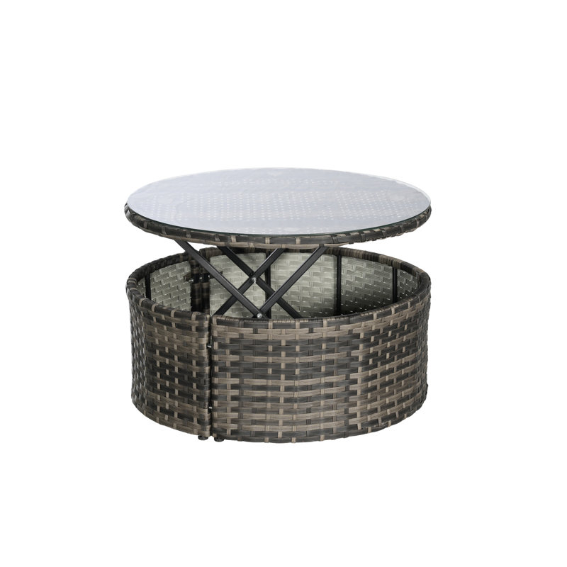 Outdoor Patio Daybed Furniture, Weather Cushions, Table, For Leisure , Material, Large Seat Table Backyard, Light Gray