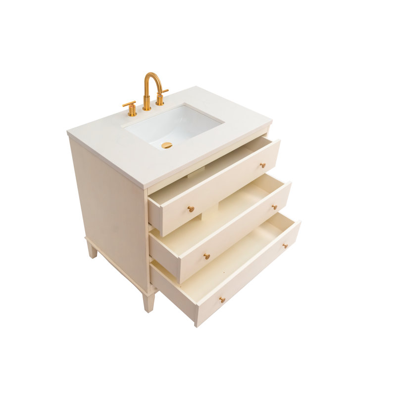 35.74796'' Single Bathroom Vanity with Marble Top