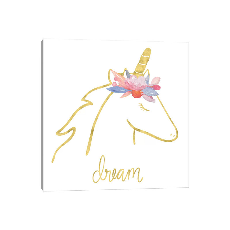 Golden Unicorn I Dream by Noonday Design - Wrapped Canvas Print, 45.72 cm H x 45.72 cm W