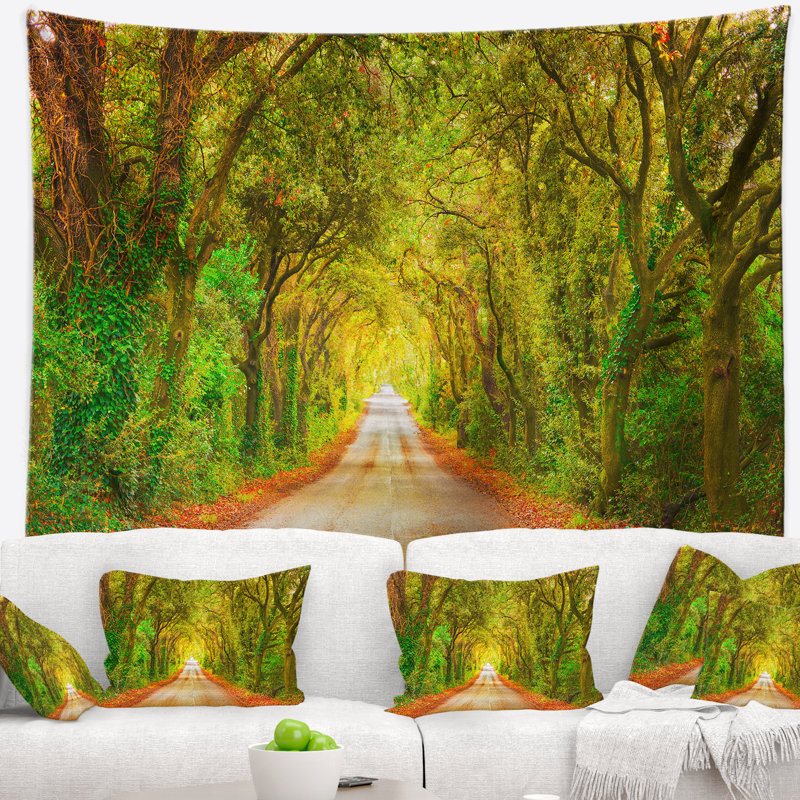 Tapisserie «Forest Fall Greenery and Road», H 68 po x l 80 po