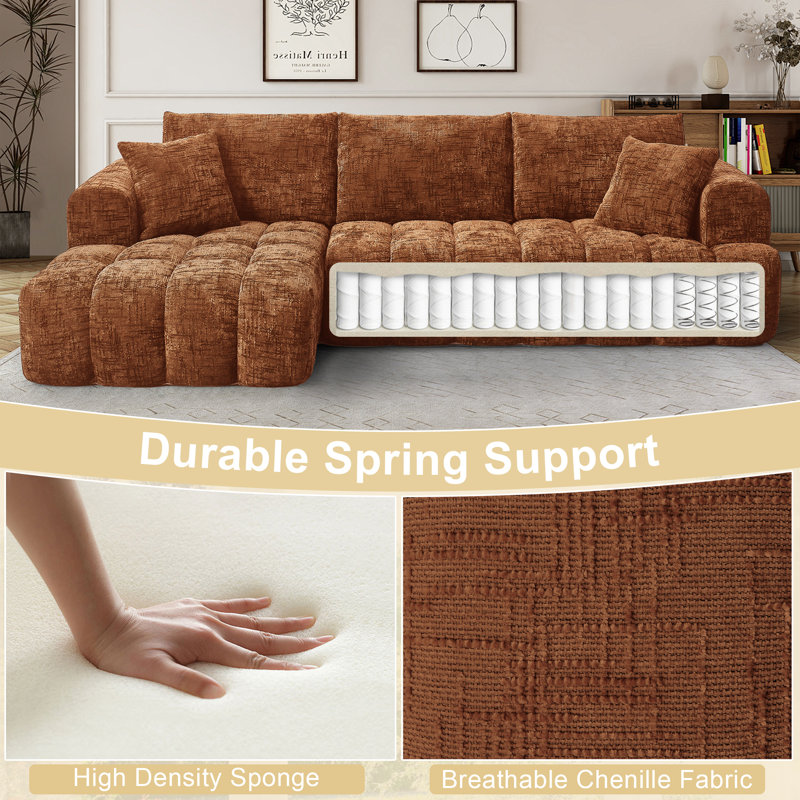 Canapé modulaire 108 po Chenille, Face à la gauche, Chenille orange