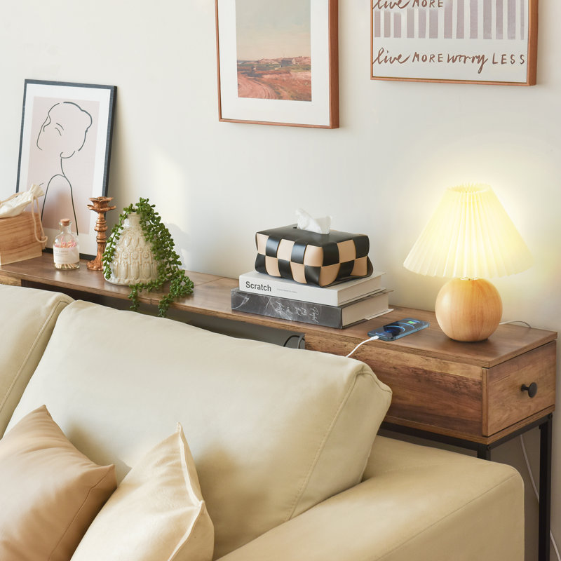 Petracca 63" Storage Console Table with Drawers, Brown/Black