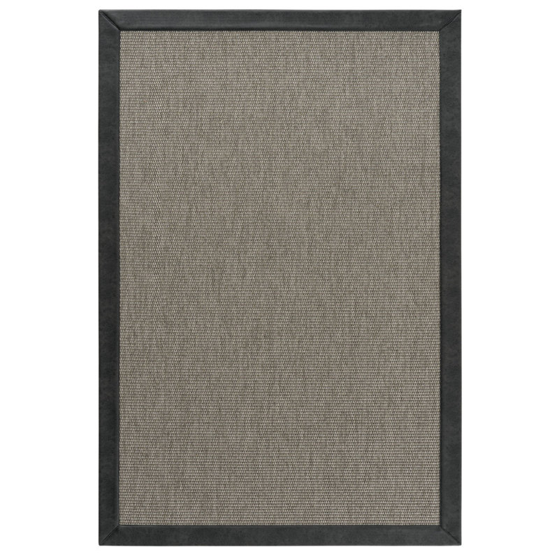 Tapis en cuir de sisal à bordure Medusa pour le salon, Rectangle 5 pi 3 po x 7 pi 7 po