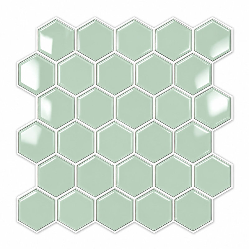 Hexagon 11.81 in. W x 11.81 in. L Peel and Stick Mosaic Tile, Sage Green