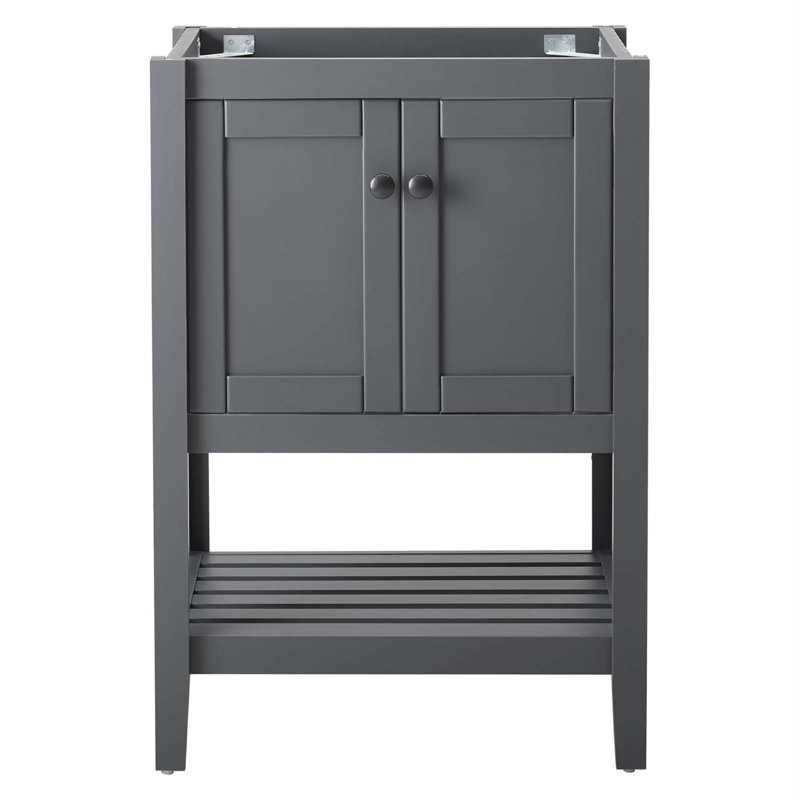 Gray Wood and MDF 23" Single Bathroom Vanity Cabinet