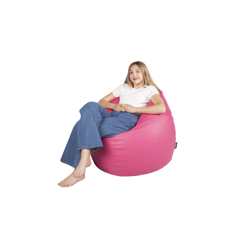 Faux Leather Classic Bean Bag, Pink Faux Leather