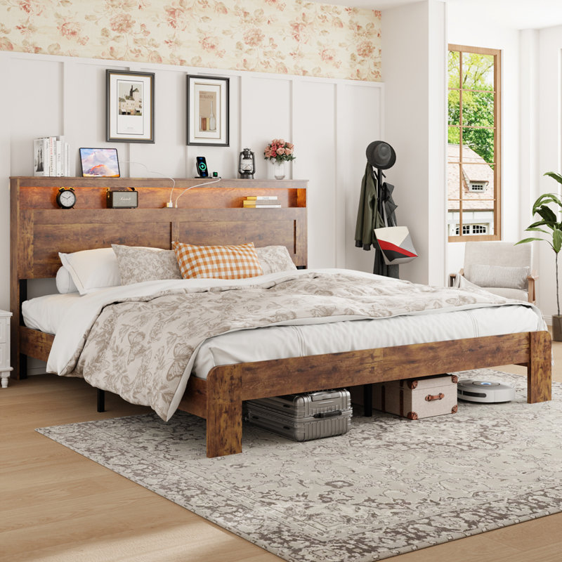 King Size Wood Platform Bed Frame, King