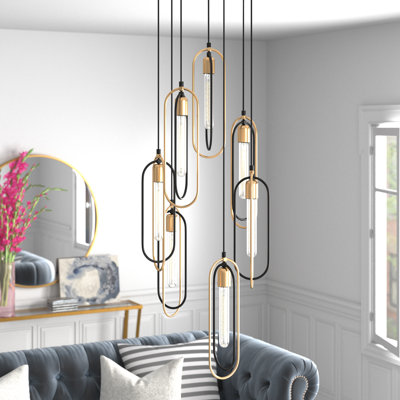 Keshawn 7 - Light Black/Gold Cluster Pendant