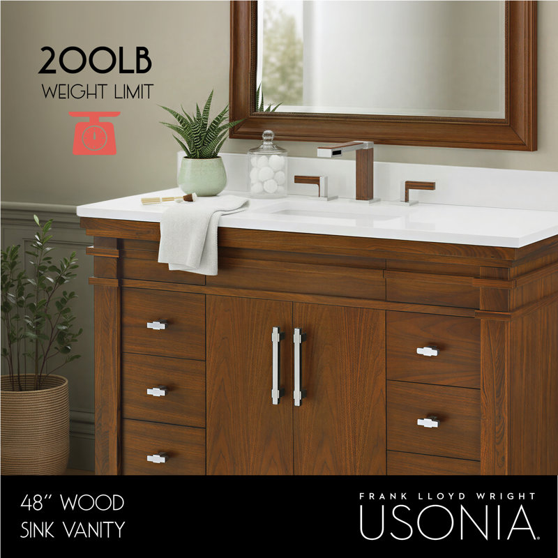 FLW Harmony 36 Wood Sink Vanity, Walnut, 48
