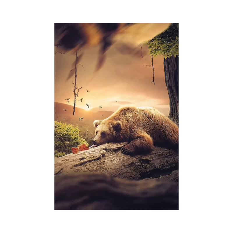 Bear Honey by Zenja Gammer - Print on Canvas, 20.32 cm H x 30.48 cm W, Wrapped Canvas