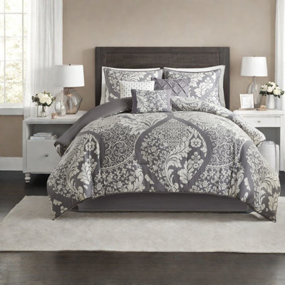 Premium King Bedding Sets, Cotton Sateen Damask, Modern Home Comfort