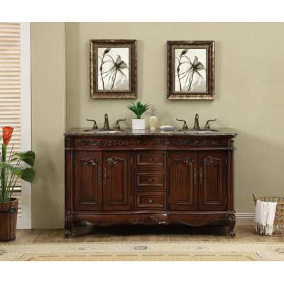 60'' Double Bathroom Vanity with Granite Top