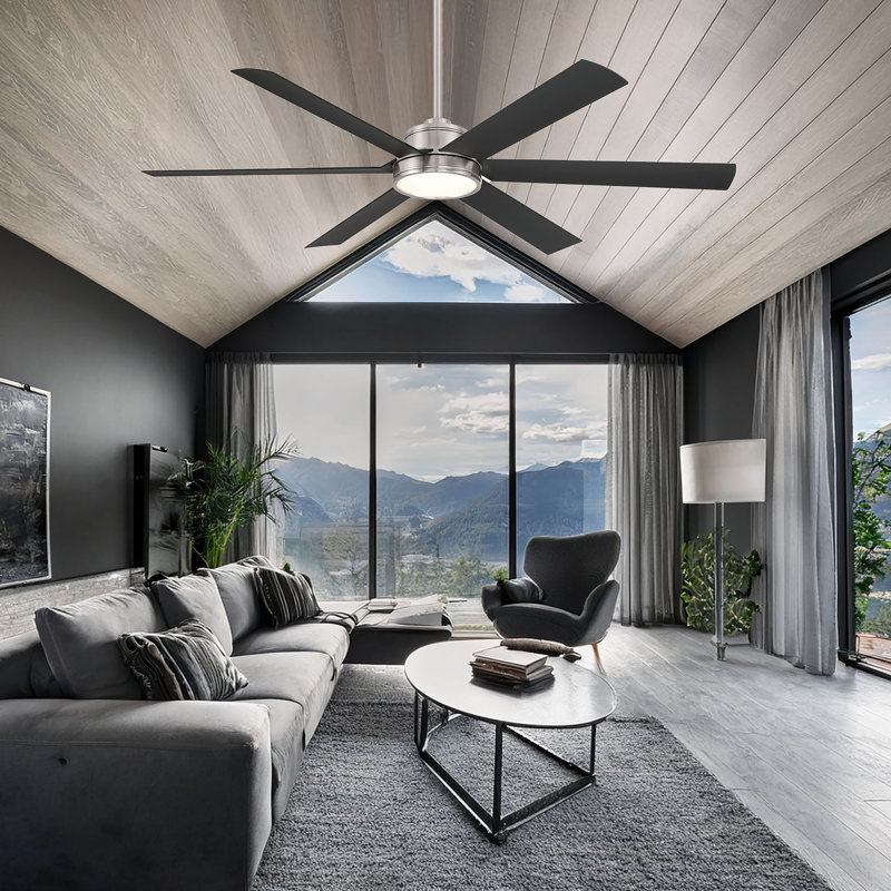 Cairo 65" Led Smart Indoor/outdoor Ceiling Fan, Black, Brushed Nickel