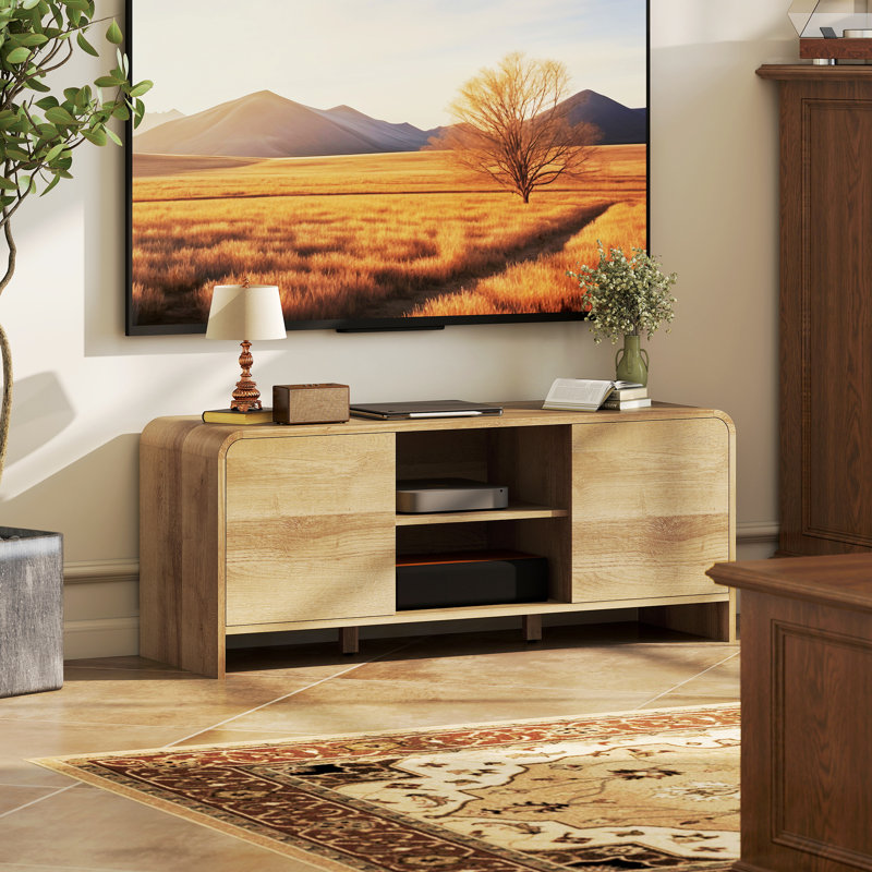 Meuble télé pour téléviseur de 55 po ou moins, console multimédia avec armoires, tablettes, H 17,7 po x L 13,8 po x l 43,4 po