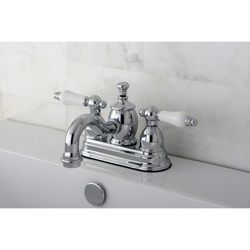 Robinet de salle de bain central à 4 poignées à 3 trous à fixation sur le comptoir avec laiton escamotable Kingston