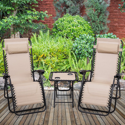 Kahleesi 39.5" Long Reclining Chaise Lounge Set with Table by Arlmont & Co.