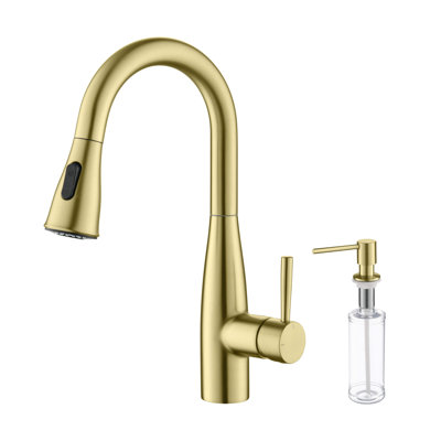 Bari Pull Down Single Handle Kitchen Faucet with Soap Dispenser