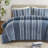 3 Pieces Full/Queen Striped Cotton Comforter Set,Blue