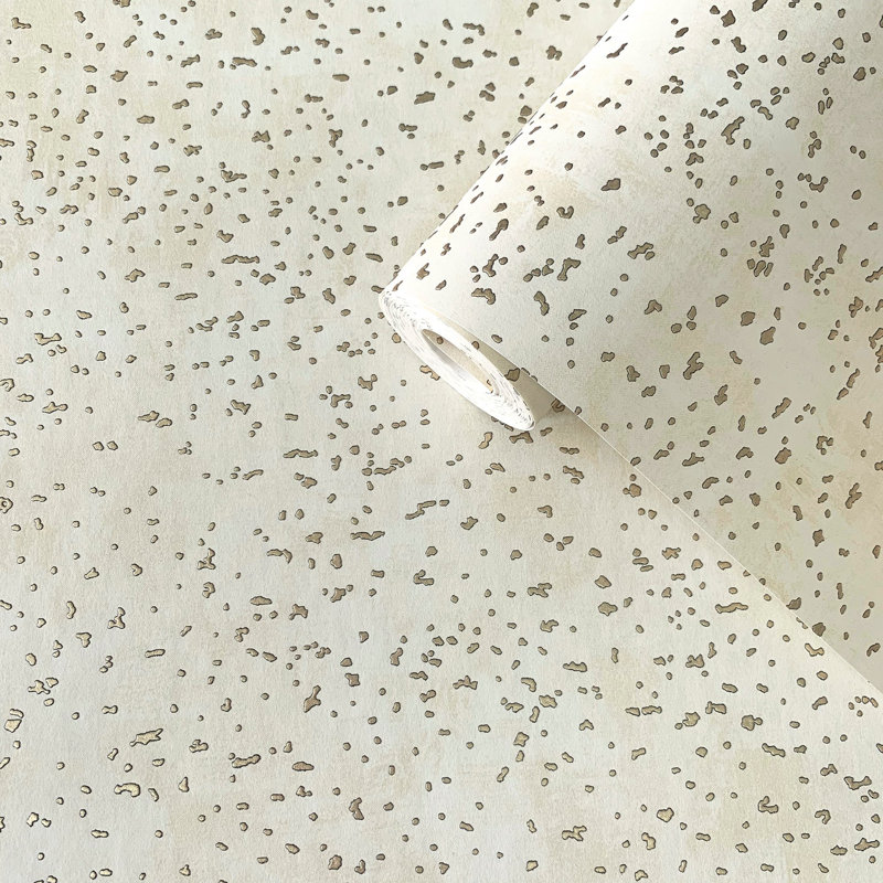 Lustre Metallic 3D Embossed Spot Wallpaper Roll, Cream