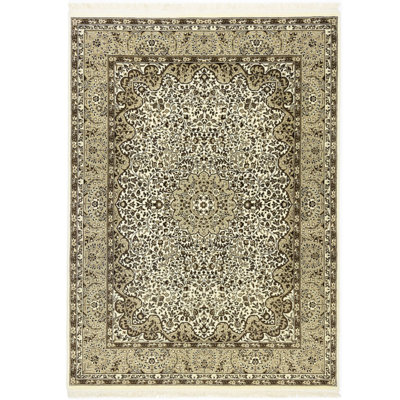Paighton Oriental Handmade Hand-Knotted Rectangle 12'3" x 8'11" Wool Area Rug in Gray/Beige