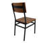 Ensemble de 2 chaises de salle à manger de style campagnard vintage, assise et dossier en chêne massif, structure en métal noir thermolaqué, sans accoudoirs, pour cuisine, salle à manger et café.