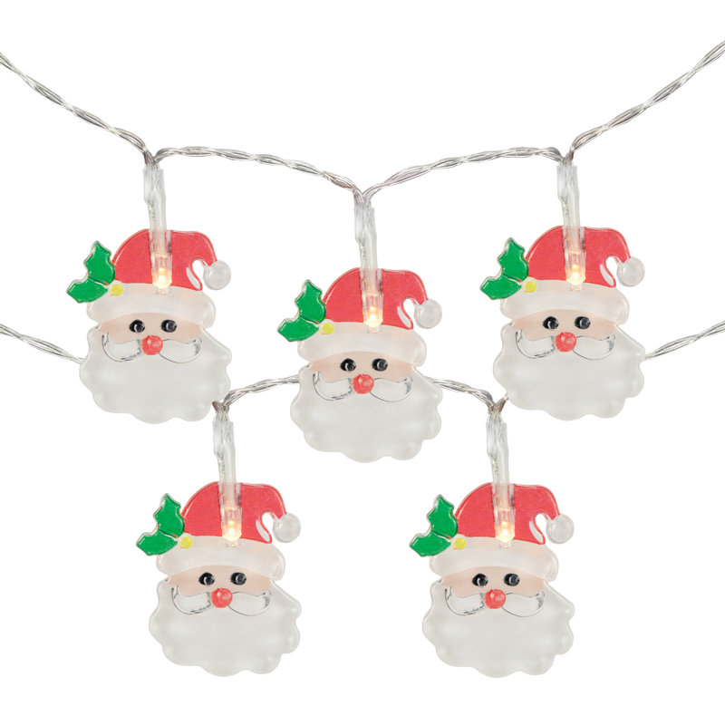 10-Count LED Santa Claus Micro Christmas Light Set 4.5Ft  Clear Wire