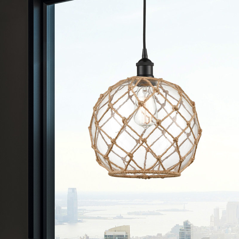 Luminaire suspendu simple à 1 lumière Larocque, Clair/Brun, Noir