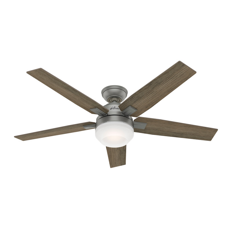 Ventilateur de plafond 52 "avec ensemble d'éclairage DEL et télécommande portative Apex II, Argenté mat