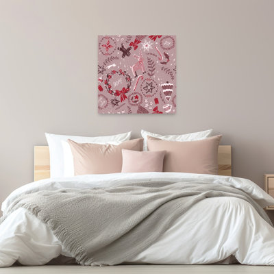 «Magical Christmas», motif rouge rustique abstrait contemporain, art mural paysage d'hiver