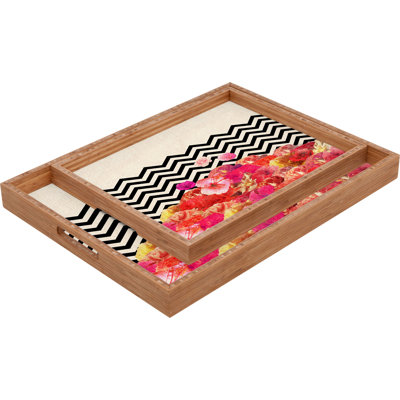 Table basse/repose-pieds en bambou floral 2