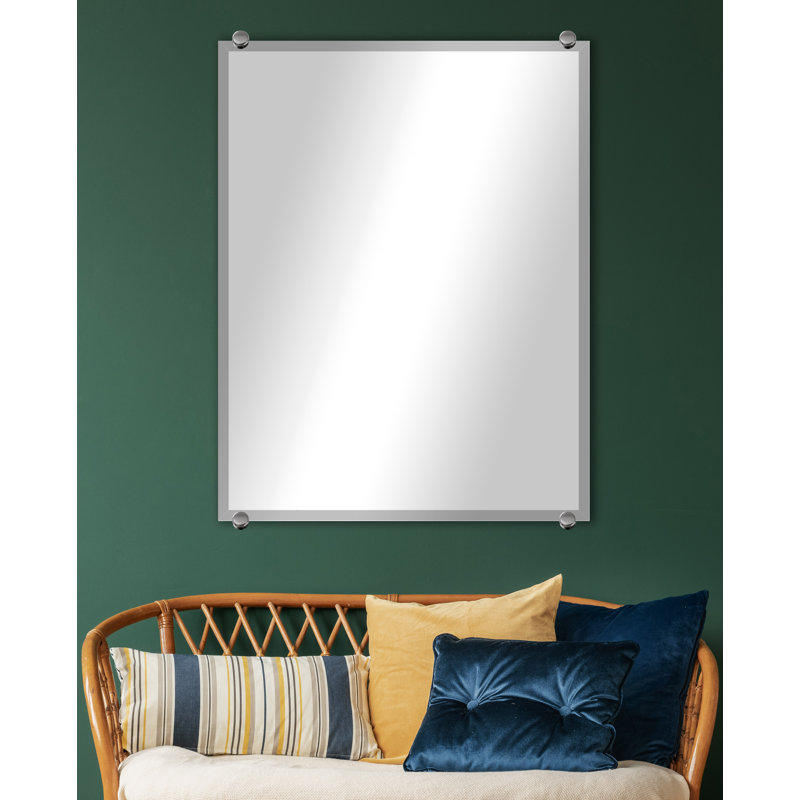 Mansell Beveled Frameless Wall Mirror, 42" H x 36" W, Chrome