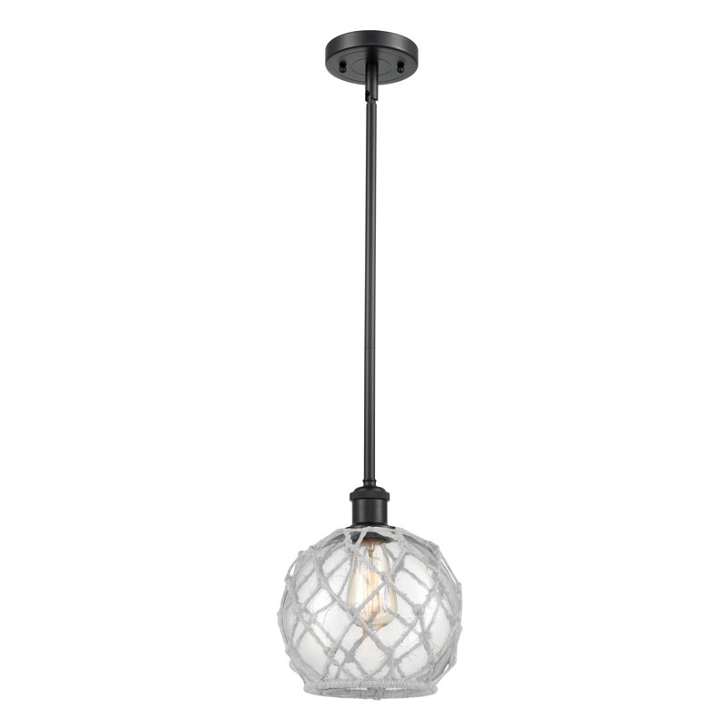 Luminaire suspendu sphère 1 lumière Tobey, Brun mat, Transparent/blanc, H 10 pi x l 8 po x P 8 po