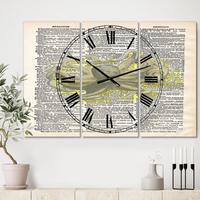 Horloge murale 3 panneaux Dreadful Octopus IV - Large Nautical & Coastal