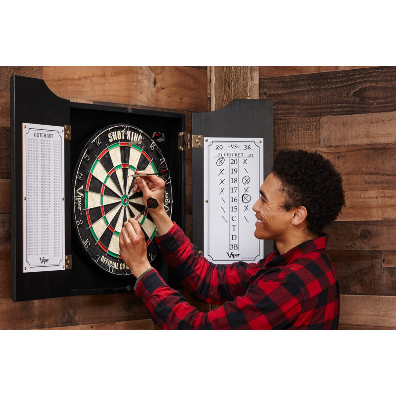 Hudson Black Solid Pine Dartboard Cabinet with Scoreboard