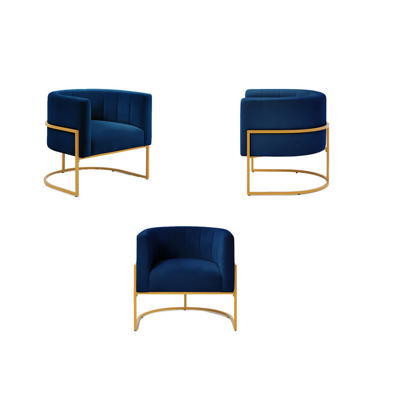 Catrease Velvet Accent Chair, Navy Velvet