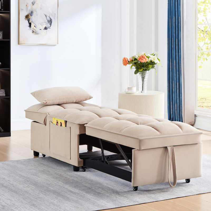 Lit simple Avonmore Space avec rangement, taupe, lit 4 en 1 de style esthétique moderne, revêtement en tissu doux, Taupe