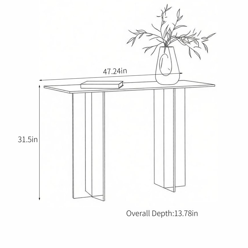 Modern Acrylic Console Table, 31.5" H x 47.24" W x 13.78" D