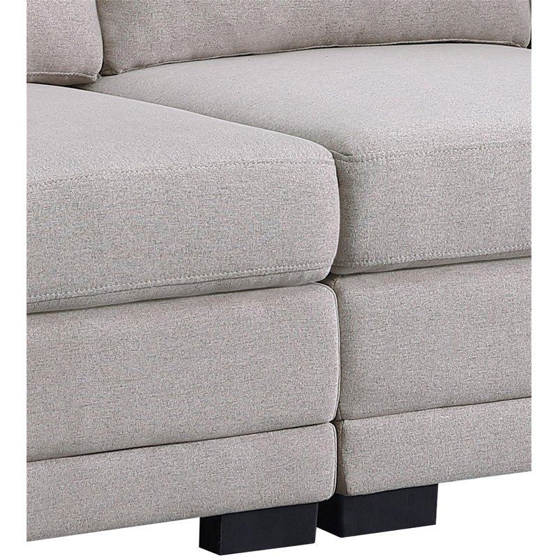 Canapé modulaire réversible en tissu de lin gris clair avec 2 repose-pieds 121,5 po Kristin