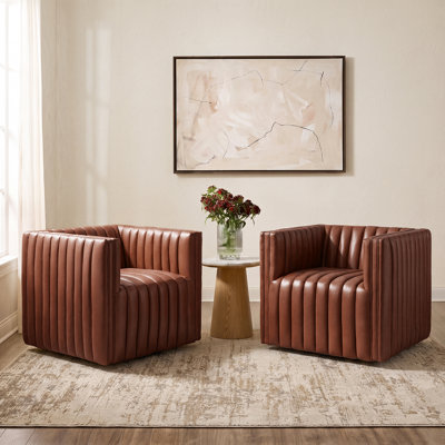 Chaise pivotante en cuir véritable Elisa
