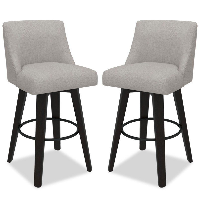 Tabourets de bar et de comptoir Loriell avec structure en bois massif, Gris clair, 2