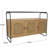 Wellow Wooden 3 Door Brown Console Table with Cane Front Doors and Gray Metal Frame