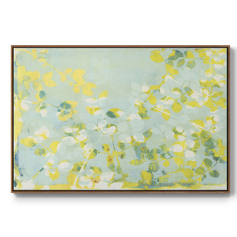 Lumière verte encadrée sur toile, Noyer, H 17 po x l 25 po x P 2 po