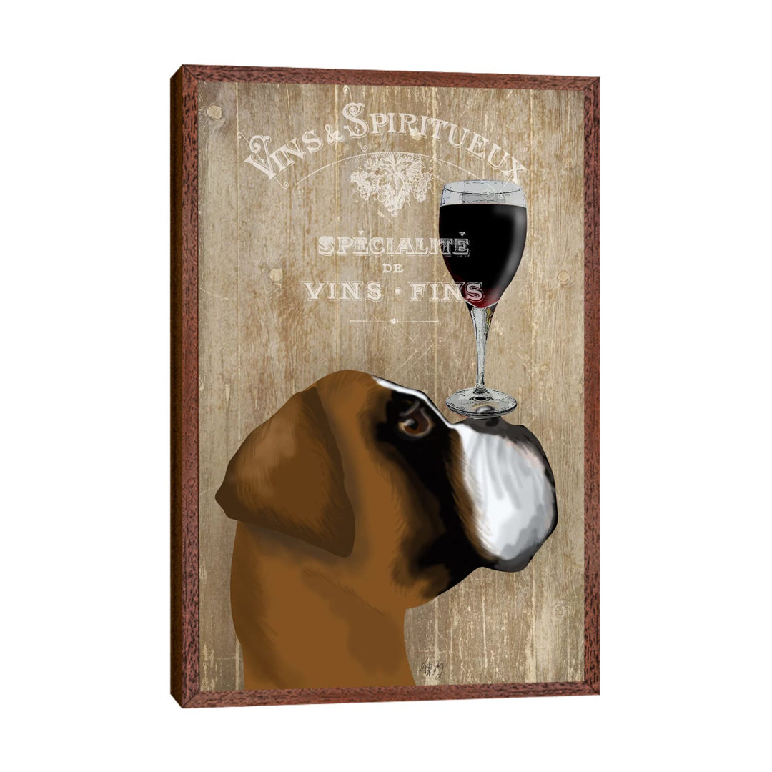 Dog Au Vine Boxer by Fab Funky - Print on Canvas