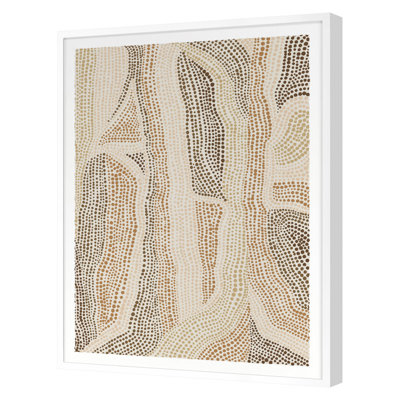 Dot Pattern 5 In Clay Tones Print by Marie Lawyer, 38" H x 30" W x 1.25" D, White Framed