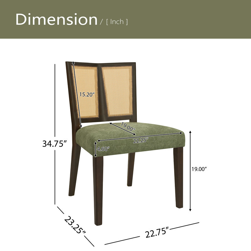 Ensemble de 2 chaises en rotin, Marron foncé, Vert