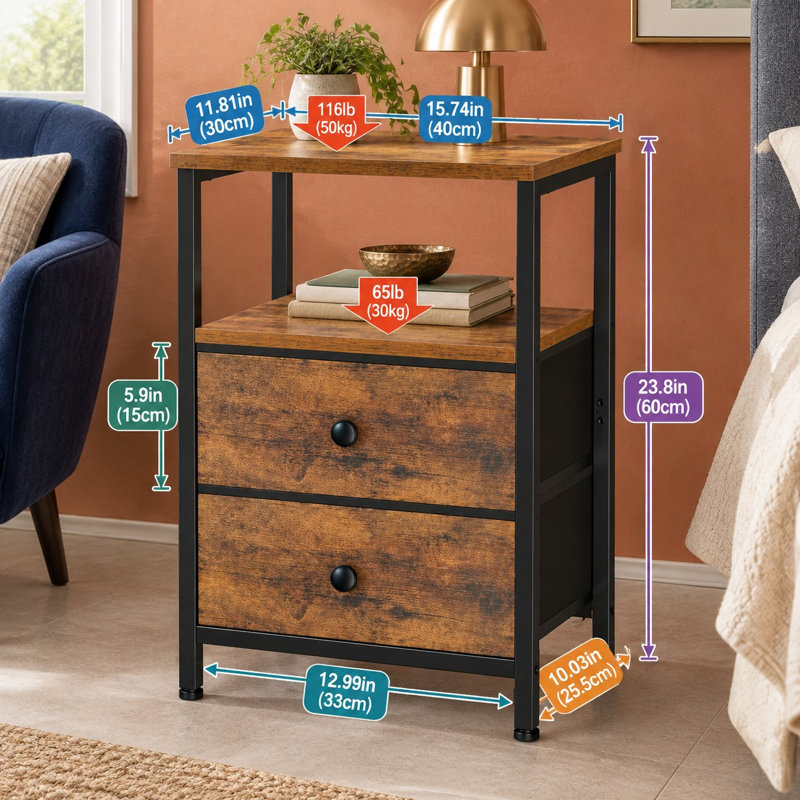15.74 " W Standard Drawer Nightstand